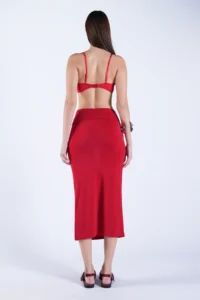 Trend Alaçatı Stili Women's Red Belt Metal Stud Detailed Pencil Skirt ALC-X15124 - Image 8