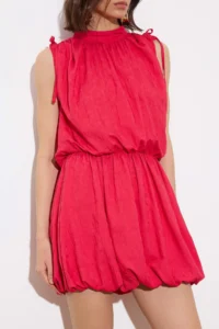 TRENDYOLMİLLA Limited Edition Fuchsia Balloon Skirt Detailed Short / Mini Weaving Dress - Image 3