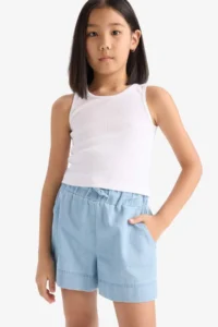 DeFacto Elastic Waist Jeans Shorts Girls' - Image 4