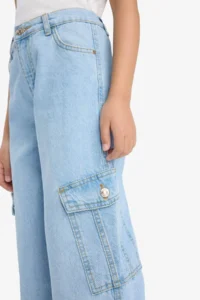 DeFacto Wide Leg Cargo Wide Leg Jean Trousers Girls - Image 4