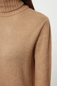 TRENDYOLMİLLA Camel Midi Wide Pattern Soft textured Knit Dress - Image 4