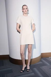 TRENDYOLMİLLA Limited Edition Ecru shiny Tweed Mini Weaving Dress - Image 2