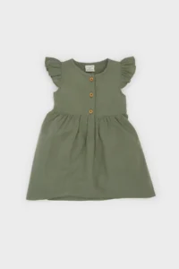DeFacto Baby Girl Patterned Short Sleeve Flared Poplin Summer Dress