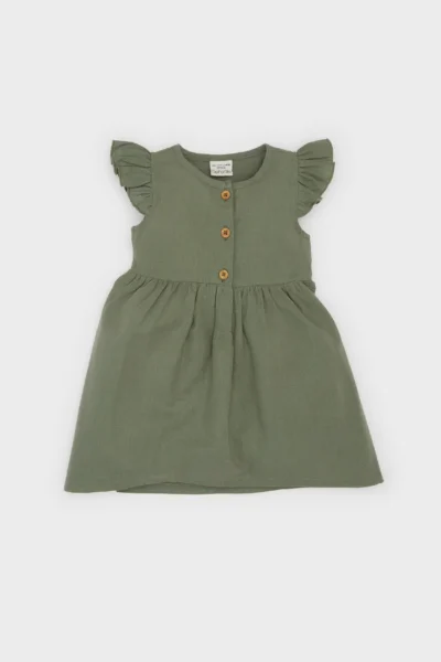 DeFacto Baby Girl Patterned Short Sleeve Flared Poplin Summer Dress