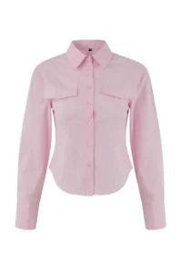 TRENDYOLMİLLA TRENDYOLMiLLA Wardrobe Essentials – Pink Pocket Detail Fitted Weaving Shirt | - Image 5