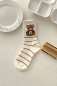 BGK 5 Pairs Comfortable Teddy Bear Patterned Socks - Image 3