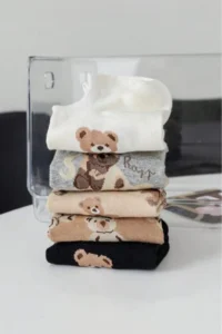 BGK 5 PIECE Flats Socks Teddy Bear Patterned - Image 2