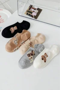 BGK 5 PIECE Flats Socks Teddy Bear Patterned - Image 3