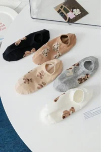 BGK 5 PIECE Flats Socks Teddy Bear Patterned - Image 4