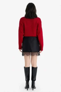 DeFacto Lace Detailed Satin Mini Skirt - Image 5