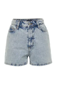 TRENDYOLMiLLA Light Blue High Waist City Size denim Shorts - Image 6