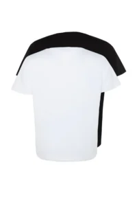 Trendyol Curve Black-White 2 Sets Paket Basic V-neck 100% Cotton Knitting Plus Size T-Shirt - Image 9