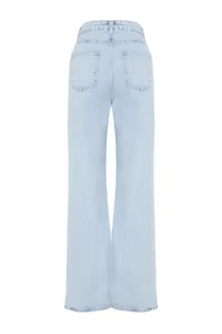 TRENDYOLMİLLA Mavi High Waist Wide Leg Wide Leg 100% Cotton Non-Stretch jeans - Image 6