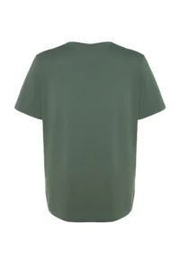 Trendyol Curve Dark MINT relaxed Crew Neck slit 100% Cotton Knitting T-Shirt - Image 8