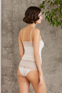 Pierre Cardin Combed Cotton Undershirt Panties Women's Underwear Set - 385 Ecru - Image 3