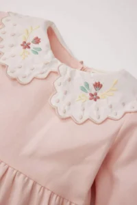 DeFacto Bow Patterned Long Sleeve Twill Dress for Baby Girl - Image 2