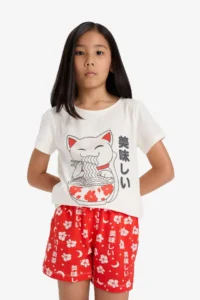 DeFacto 100% Cotton Anime Printed Pajama Set Girls - Image 3