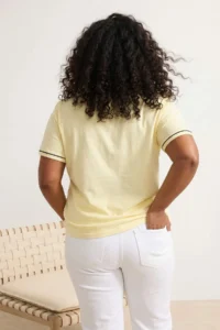 Trendyol Curve Yellow Crew Neck Biye Detailed Basic Plus Size T-Shirt - Image 5