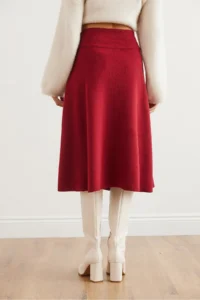 Olalook Women's Burgundy Waist Banded Thessaloniki Bell Skirt - Image 7