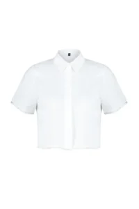 TRENDYOLMİLLA Ecru Short Sleeve Crop Lace Cupra Material Weaving Shirt - Image 7