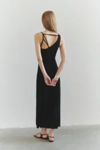 TRENDYOLMİLLA Black Back Detailed bodycon Flexible Knitting Dress - Image 2