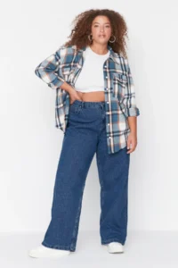 Trendyol Curve Mavi High Waist Wide Leg Plus Size Wide Leg jeans - Image 2
