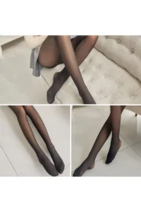 MİSTİRİK Warm, Tightening, Furry Plush Woven Pantyhose, Black Color Tights - Image 4