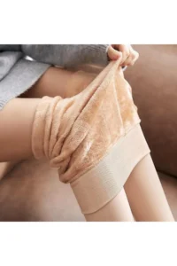 MİSTİRİK Ravena Model Warm, Firming, Hairy Plush Woven Pantyhose, Skin Color - Image 4