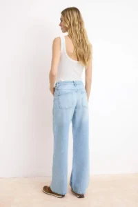 TRENDYOLMİLLA Mavi Flowy Regular Waist 100% Cotton LONG Size Wide Leg jeans - Image 4