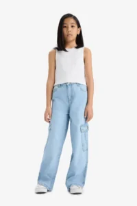 DeFacto Wide Leg Cargo Wide Leg Jean Trousers Girls