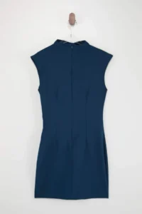 TRENDYOLMİLLA Wardrope Essentials Petrol Blue Blue Blue Dog collar Short / Mini Flexible Weaving Dress - Image 6
