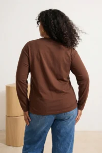 Trendyol Curve Brown-Beige  2 Sets Paket 100% single jersey Regular/Normal Pattern Knitting T-Shirt - Image 4