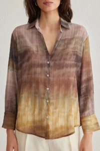 TRENDYOLMİLLA Multicolored Color Transitional Siphon Material Regula Normal Pattern Weaving Shirt - Image 4