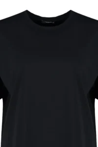 Trendyol Curve Black Crew Neck Back Printed 100% Cotton Knitting T-Shirt - Image 8