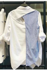 FEMELLE Women's 100% Cotton Shirt with Back Window