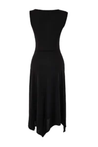 TRENDYOLMİLLA Limited Edition Black Waist Asymmetric Collar with accessories Midi Flexible Knitting Dress - Image 6