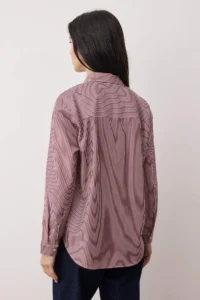 TRENDYOLMİLLA Burgundy Striped Oversized/Wide Pattern Shirt - Image 4