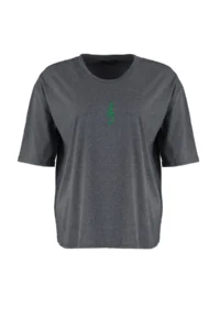 Trendyol Curve Anthracite Wide Pattern Embroidery Detailed Knitting Plus Size T-Shirt - Image 7