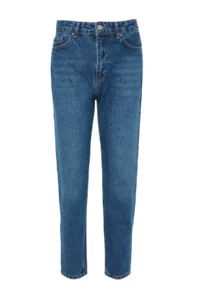 TRENDYOLMİLLA Light Blue High Waist Mom 100% Cotton Non-Stretch jeans - Image 11