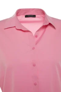 TRENDYOLMİLLA Pink Cotton Oversized Wide Pattern Weaving Shirt - Image 13