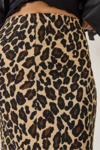 Bianco Lucci Women's Leopard Patterned Long Pencil Skirt with Elastic Waist 0258 - Image 6