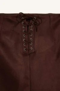 DeFacto A Cut Normal Waist Combed Cotton Lining Suede Mini Skirt - Image 2