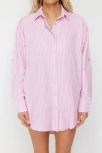 TRENDYOLMİLLA beachwear Pink Weaving Maxi Shirt - Image 4