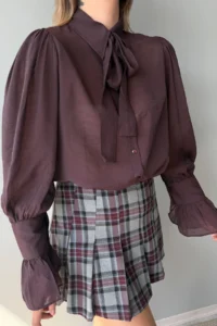 TRENDYOLMİLLA Burgundy Binding Detailed Lightly Transparent Soft Feeling Boho Shirt - Image 3