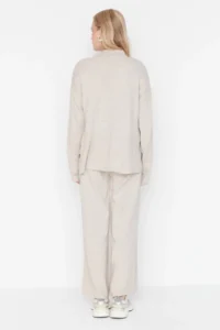 TRENDYOLMİLLA Beige Dog collar Knitwear Top and Bottom Set - Image 5