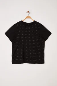 Trendyol Curve Black Stone Knitting Plus Size Tshirt - Image 5
