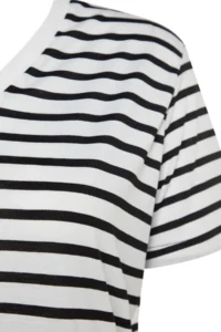 Trendyol Curve Black-White Striped V -Yaka Knitting T-Shirt - Image 7