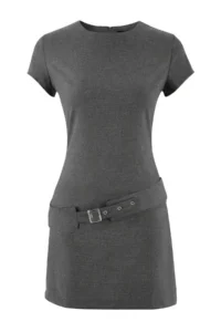 TRENDYOLMİLLA Limited Edition Anthracite Arched Short / Mini Weaving Dress - Image 5