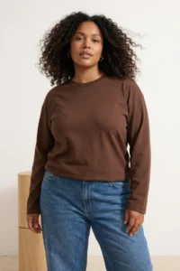 Trendyol Curve Brown-Beige  2 Sets Paket 100% single jersey Regular/Normal Pattern Knitting T-Shirt - Image 2