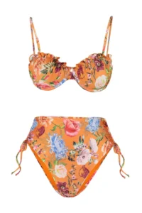 TRENDYOLMİLLA Floral Patterned Frilly balconette Covered Regular High Waist Bikini Set - Image 5